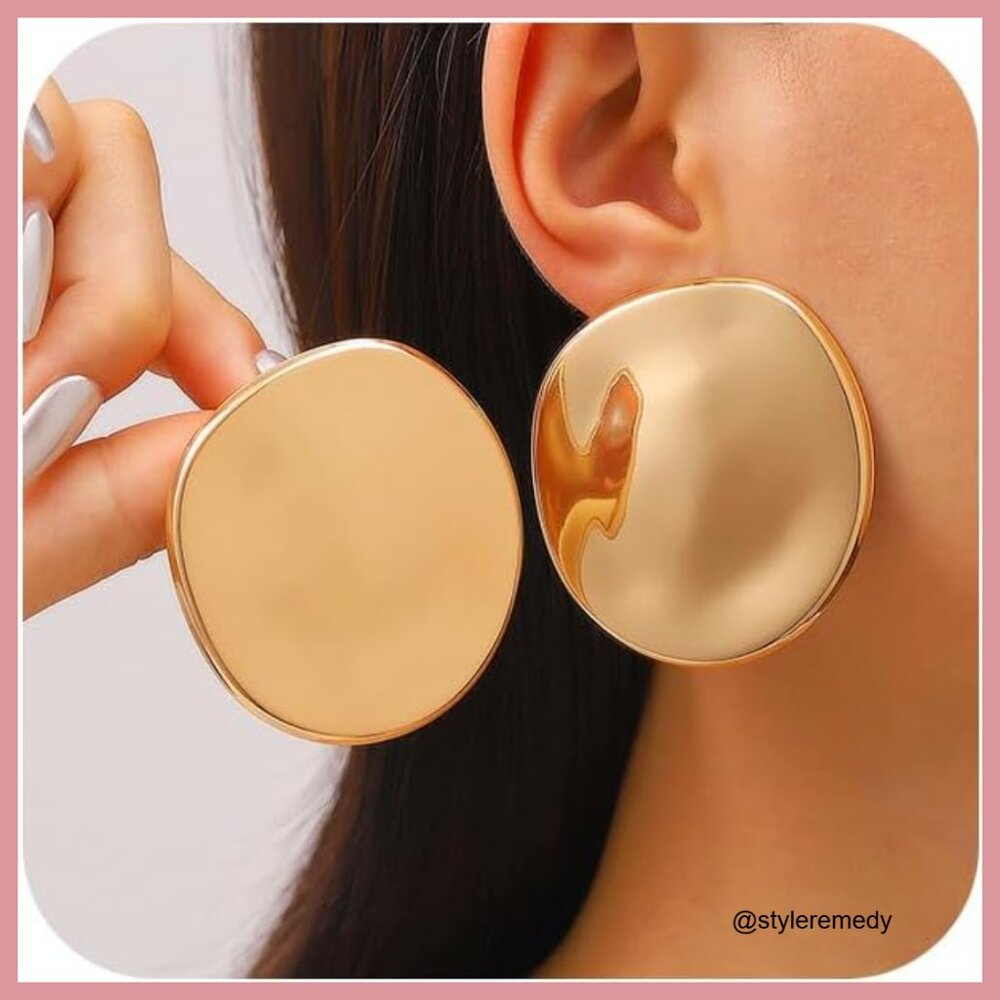 Large Geometric Statement Earrings Drop Dangle Vintage Chunky